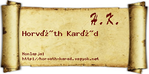Horváth Karád névjegykártya